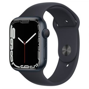Apple Watch Series 7 45mm, корпус из алюминия в цвете Midnight (Тёмная ночь), Спортивный ремешок MKN53RU