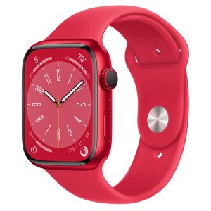 Apple Watch Series 8, 45 мм, корпус из алюминия в цвете (PRODUCT)RED (Красный), спортивный ремешок в цвете (PRODUCT)RED (Красный), размер M/L (160-210мм)