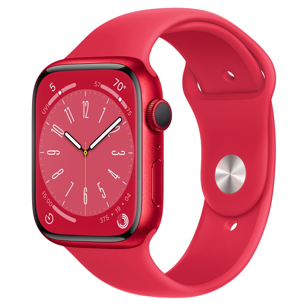 Apple Watch Series 8, 45 мм, корпус из алюминия в цвете (PRODUCT)RED (Красный), спортивный ремешок в цвете (PRODUCT)RED (Красный), размер M/L (160-210мм)