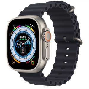 Apple Watch Ultra, 49 мм, корпус из титана, ремешок титановый/полуночный, Ocean Band (130-200 мм)
