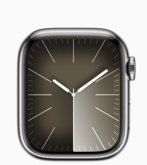 Apple Watch Series 9 41 мм, корпусс из нержавеющей стали, Серебристый MRQ13, спортивный ремешок, в цвете Starlight - M/L (160–210мм)