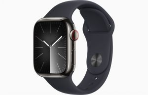 Apple Watch Series 9 41 мм, корпусс из нержавеющей стали, Графитовый MRQ33, спортивный ремешок, в цвете Midnight - S/M (140-190мм)