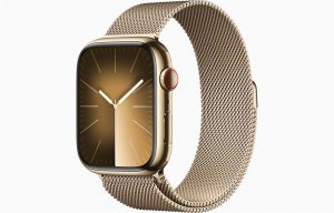 Apple Watch Series 9 45 мм, корпусс из нержавеющей стали, Золотой MRQL3, миланский браслет, цвет Золотой
