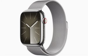 Apple Watch Series 9 45 мм, корпусс из нержавеющей стали, Серебристый MRQM3, миланский браслет, цвет Серебристый