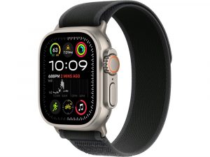 Apple Watch Ultra 2, 49 мм, Натуральный Титан корпус c Black Trail Loop ремешком - S/M (130-180 мм)