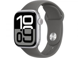 Apple Watch Series 10, 42 мм, Silver, Алюминиевый корпус с Stone Gray Sport Band - S/M (130-180мм)