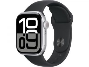 Apple Watch Series 10, 42 мм, Silver, Алюминиевый корпус с Black Sport Band - S/M (130-180мм)