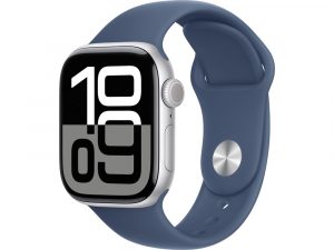 Apple Watch Series 10, 42 мм, Silver, Алюминиевый корпус с Denim Sport Band - S/M (130-180мм)