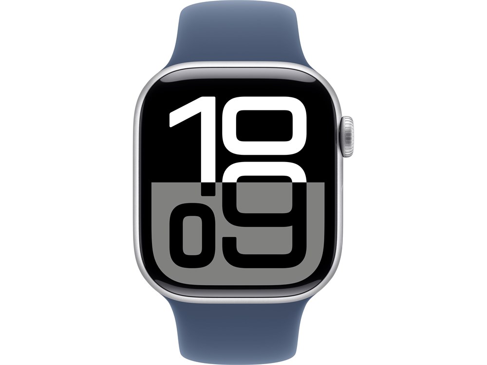 Apple Watch Series 10, 42 мм, Silver, Алюминиевый корпус с Denim Sport Band - S/M (130-180мм) — изображение 2