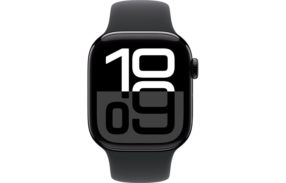 Apple Watch Series 10, 46 мм, Jet Black, Алюминиевый корпус с Black Sport Band - S/M (140-190мм) — изображение 2