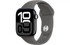 Apple Watch Series 10, 42 мм, Jet Black, Алюминиевый корпус с Stone Gray Sport Band - M/L (150-200мм)