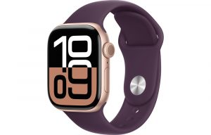 Apple Watch Series 10, 46 мм, Gold, Алюминиевый корпус с Plum Sport Band - S/M (140-190мм)