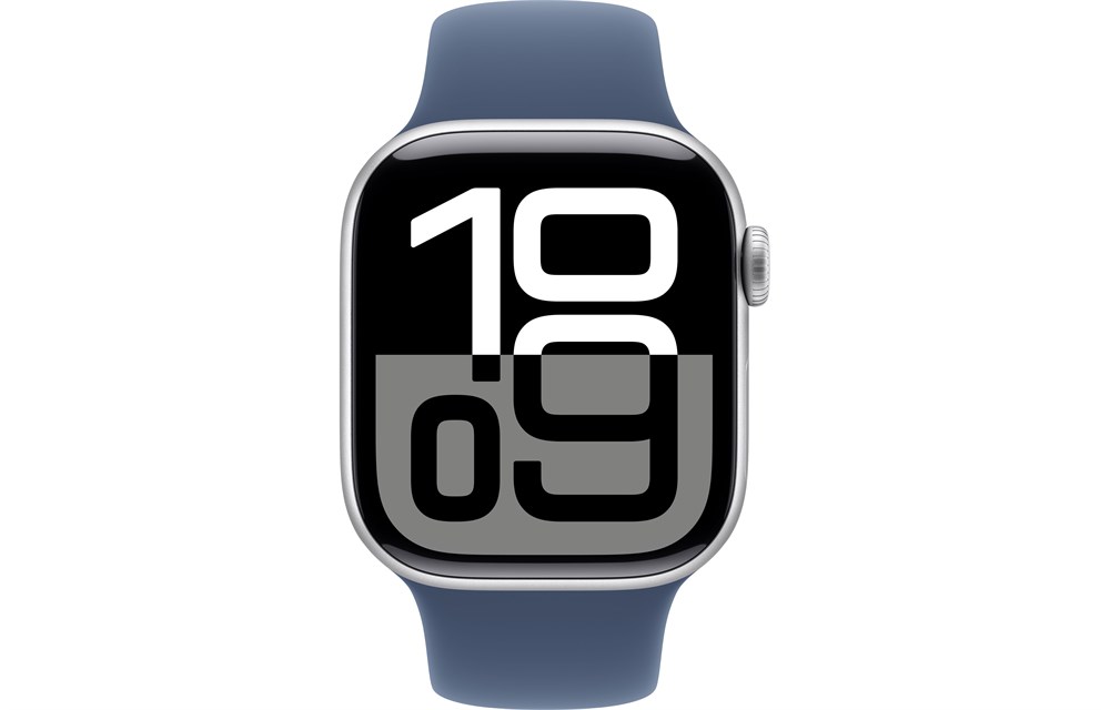 Apple Watch Series 10, 46 мм, Silver, Алюминиевый корпус с Denim Sport Band - S/M (140-190мм) — изображение 2