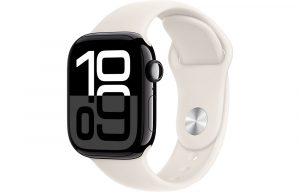 Apple Watch Series 10, 42 мм, Jet Black, Алюминиевый корпус с Starlight Sport Band - S/M (130-180мм)