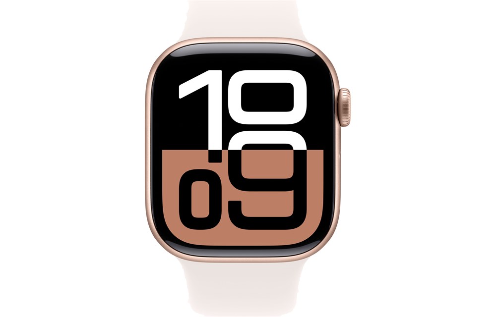 Apple Watch Series 10, 46 мм, Gold, Алюминиевый корпус с Light Blush Sport Band - M/L (160-210мм) — изображение 2