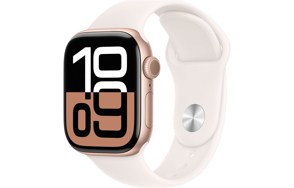 Apple Watch Series 10, 42 мм, Gold, Алюминиевый корпус с Light Blush Sport Band - S/M (130-180мм)
