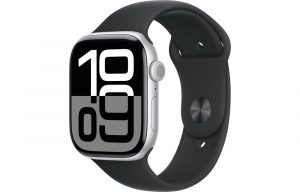 Apple Watch Series 10, 46 мм, Silver, Алюминиевый корпус с Black Sport Band - X/L