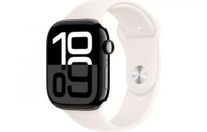 Apple Watch Series 10, 46 мм, Jet Black, Алюминиевый корпус с Light Blush Sport Band - S/M (140-190мм)