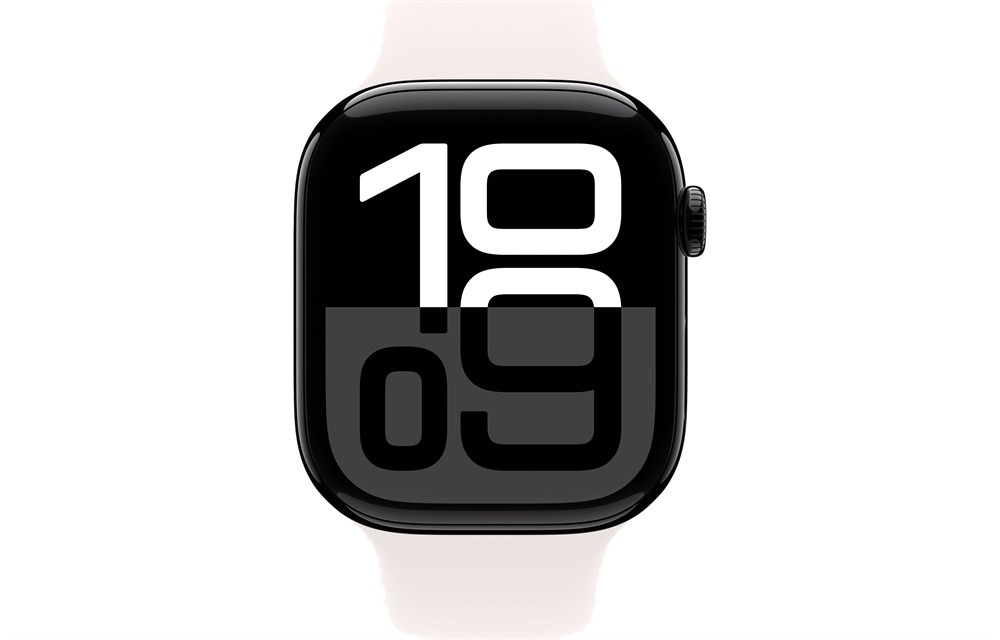 Apple Watch Series 10, 46 мм, Jet Black, Алюминиевый корпус с Light Blush Sport Band - S/M (140-190мм) — изображение 2