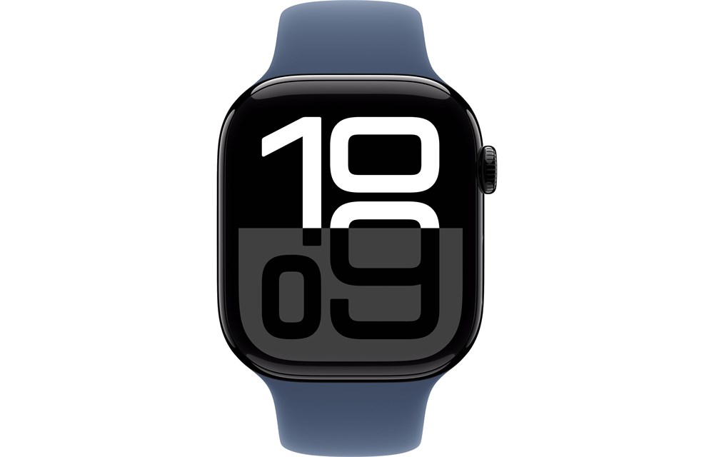 Apple Watch Series 10, 42 мм, Jet Black, Алюминиевый корпус с Denim Sport Band - M/L (150-200мм) — изображение 2