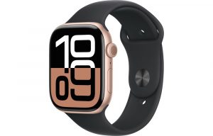 Apple Watch Series 10, 42 мм, Gold, Алюминиевый корпус с Black Sport Band - M/L (150-200мм)