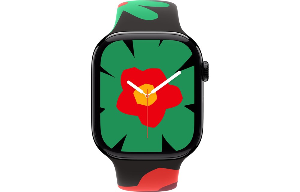 Apple Watch Series 10, 46 мм, Jet Black, Алюминиевый корпус с Black Unity Sport Band - Unity Bloom - S/M (140-190мм) — изображение 2
