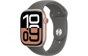 Apple Watch Series 10, 42 мм, Gold, Алюминиевый корпус с Stone Gray Sport Band - S/M (130-180мм)