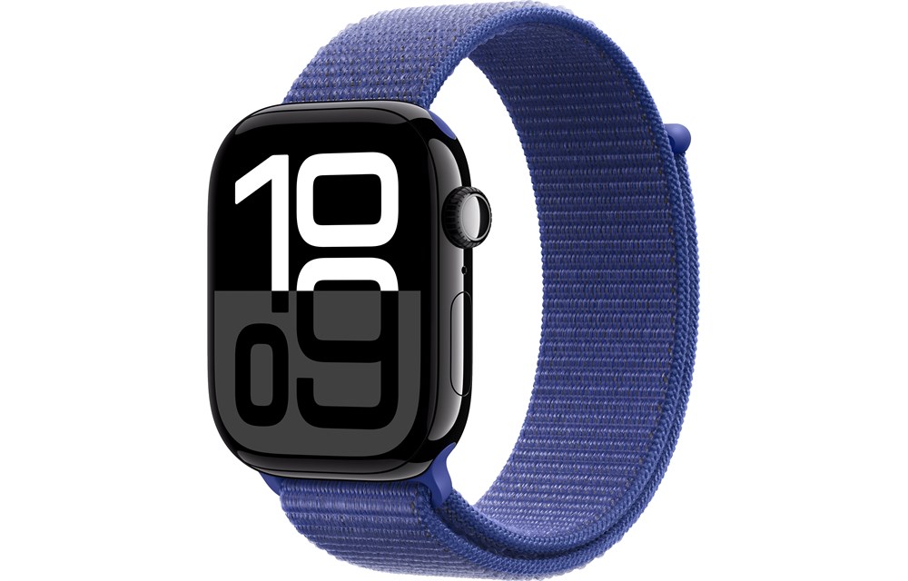 Apple Watch Series 10, 46 мм, Jet Black, Алюминиевый корпус с Ultramarine Sport Loop