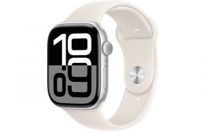 Apple Watch Series 10, 46 мм, Silver, Алюминиевый корпус с Starlight Sport Band - S/M (140-190мм)