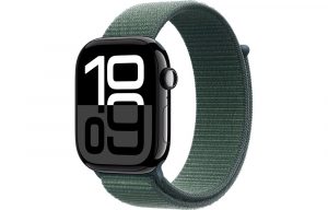 Apple Watch Series 10, 46 мм, Jet Black, Алюминиевый корпус с Lake Green Sport Loop