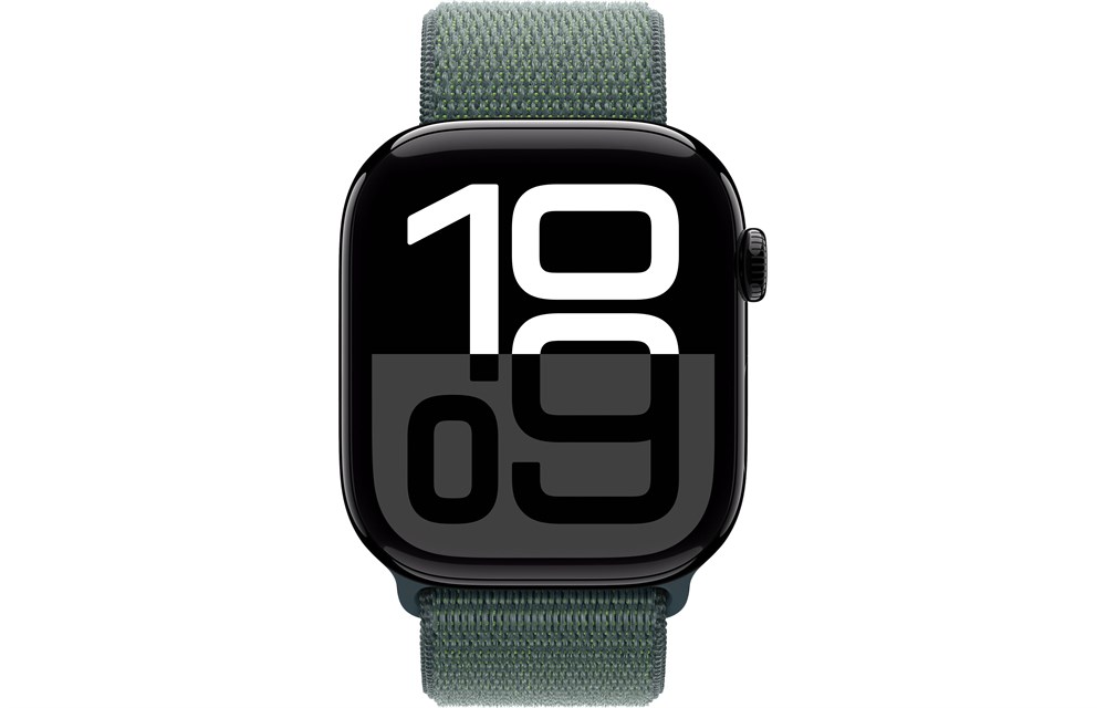 Apple Watch Series 10, 46 мм, Jet Black, Алюминиевый корпус с Lake Green Sport Loop — изображение 2