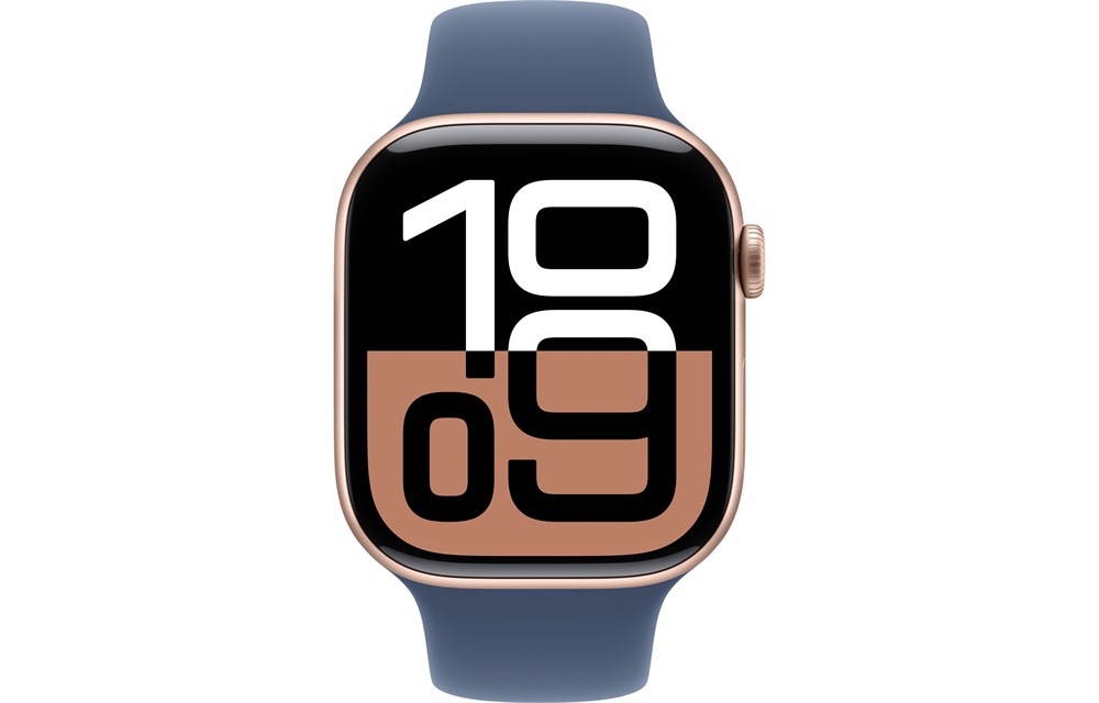 Apple Watch Series 10, 46 мм, Gold, Алюминиевый корпус с Denim Sport Band - S/M (140-190мм) — изображение 2