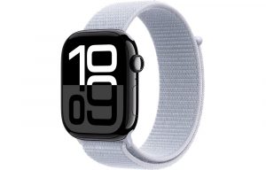 Apple Watch Series 10, 46 мм, Jet Black, Алюминиевый корпус с Blue Cloud Sport Loop